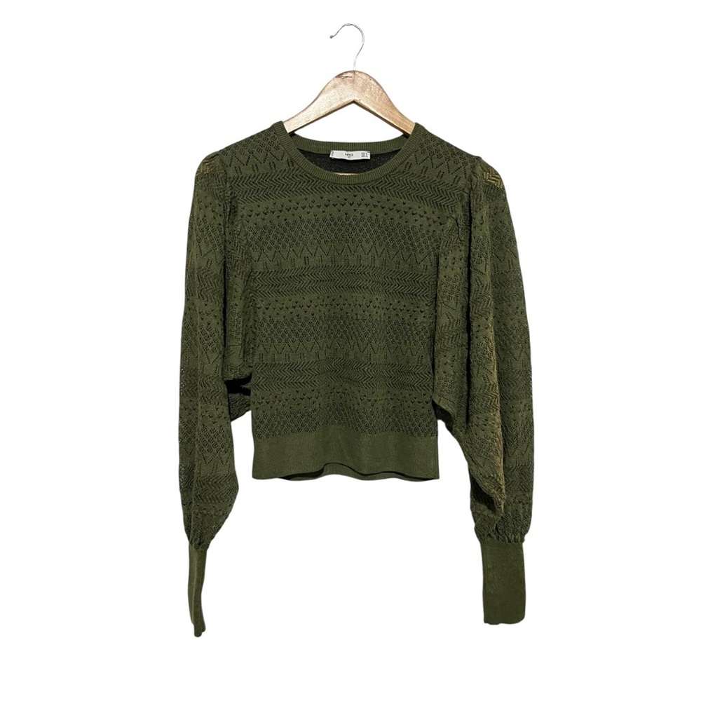 MNG Mango Open Knit Sweater Size Small Green